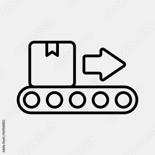 Icon conveyor belt. Export import elements. Icon in line style.