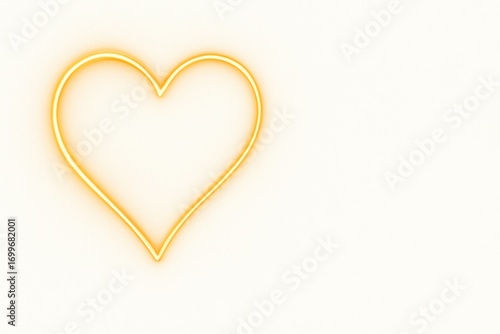 Minimal glowing orange heart outline on white background suitable for tech-themed love branding modern valentine graphics and elegant romantic designs