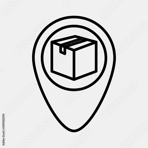 Icon delivery map location. Export import elements. Icon in line style.
