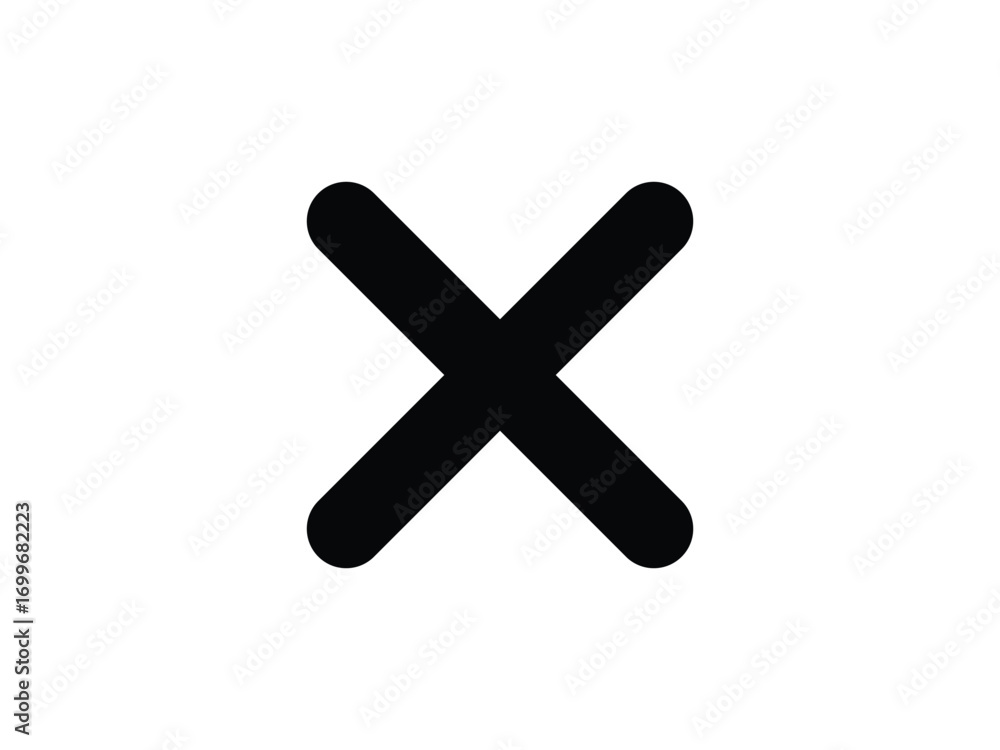 Fototapeta premium Black X Mark Symbol Isolated on Transparent Background