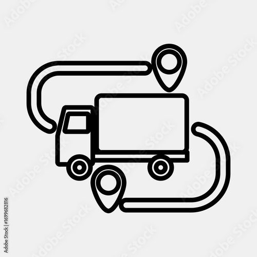 Icon shipping route. Export import elements. Icon in line style.