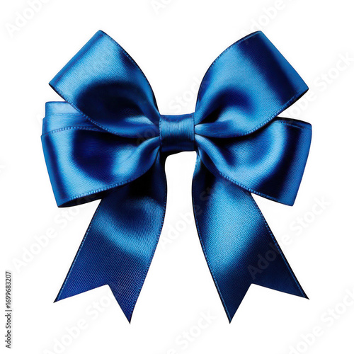 blue bow isolated on white or transparent