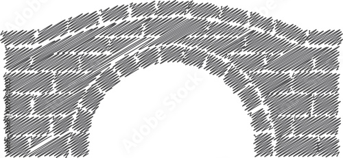 Textured stone archway silhouette with brick pattern