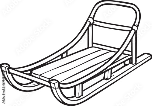 Classic snow sled line drawing side profile
