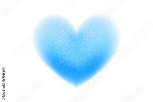 Bright blue abstract hearts with smooth colour transitions and trendy Y2K aesthetics. Grainy, noise vector shapes blurred with a light, airy aura. 