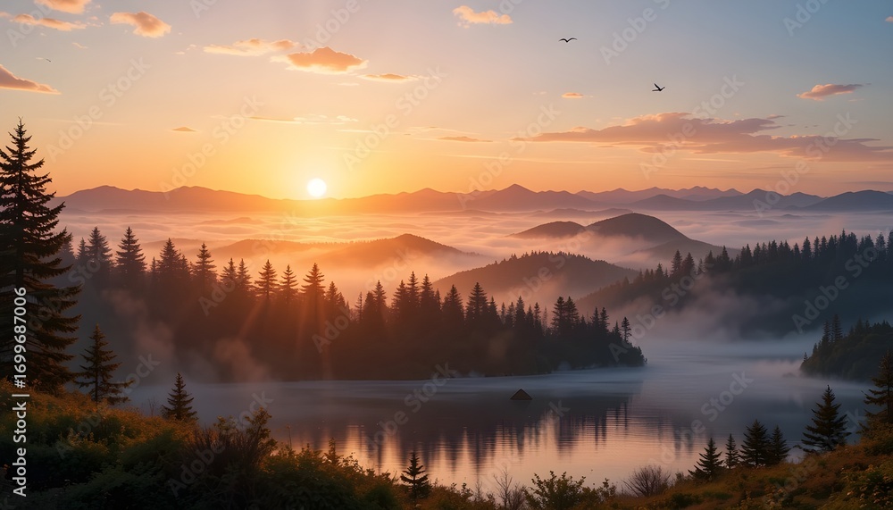 Fototapeta premium sunrise over the lakePerfect 👍 You want the 50 fan artistic keywords formatted cleanly with commas. Here’s the polished list again (exact, clean, copy-ready):elegant, delicate, ornate, vintage, ant