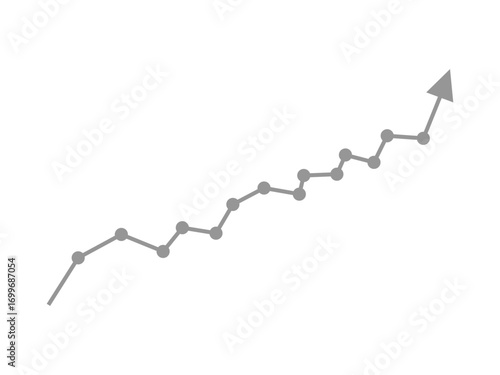 Arrow Graph with Dots Showing Growth on Transparent Background