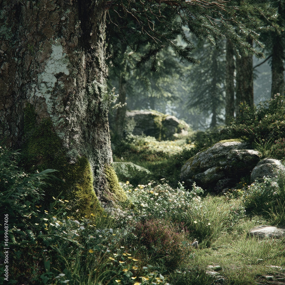 Obraz premium Sunlit Forest Glade