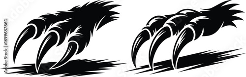 Beast Claw Scratch Vector Silhouette, Animal Paw Print Tattoo Design.