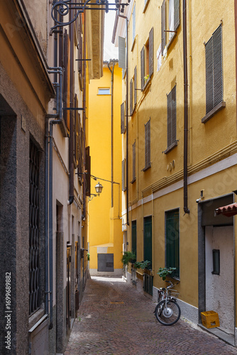 LECCO, ITALY - MAY 20, 2024: Street in Lecco city. Lecco is city in Lombardy, the capital of the province of Lecco