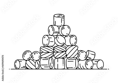 a pile of marshmallow vector graphics in various shapes and sizes