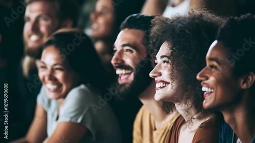 Happy Audience Laughing Together at Live Show