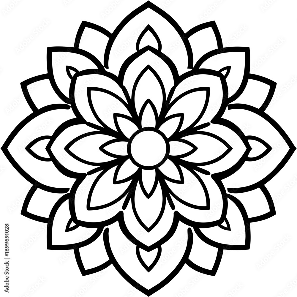 Intricate Lotus Mandala With Clean Black Strokes floral Intricate Lotus Mandala With Clean Black Strokes floral
