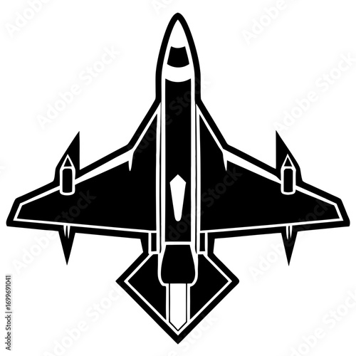 Fighter Jet Airplane Silhouette Isolated Aviation military aircraft
