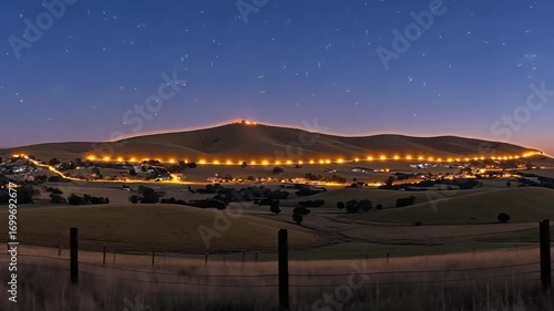 Night Lights on the Hill: A Serene Panorama