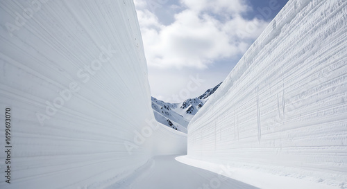 Tateyama Kurobe Alpine Route snow corridor walls - Tateyama snow canyon Japan