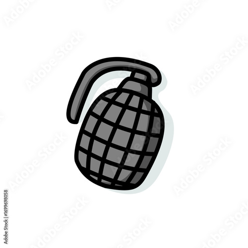 Hand grenade military weapon isolated on white background. Army bomb vector illustration