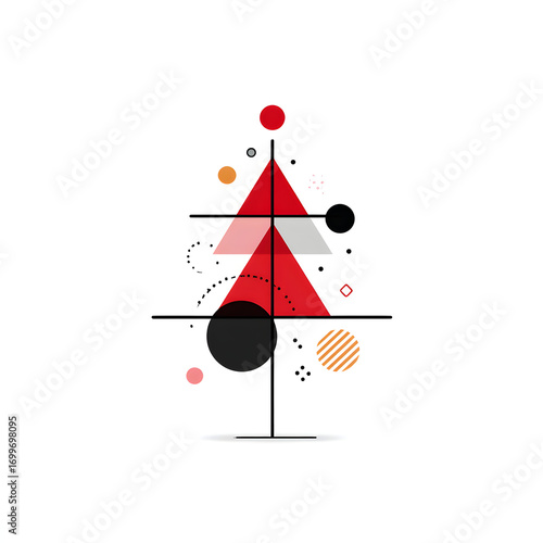 A contemporary take on a Christmas tree, blending vibrant shapes and colors.
