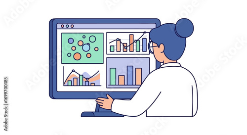 Female data analyst working on a business intelligence dashboard.