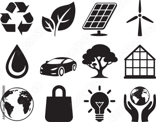 Sustainable energy and eco-friendly icons for a green future