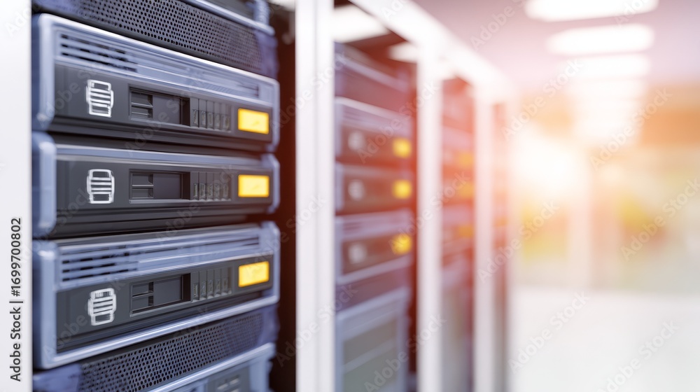 Fototapeta premium Highperformance servers powering modern data center infrastructure for enhanced connectivity.