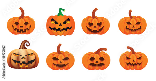Halloween pumpkin set vector illustration