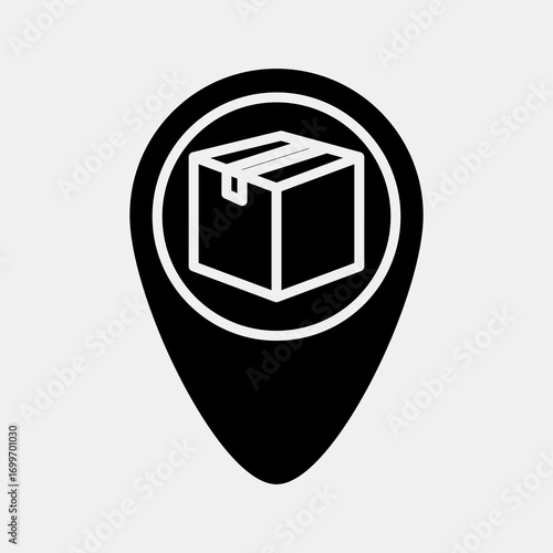 Icon delivery map location. Export import elements. Icon in glyph style.