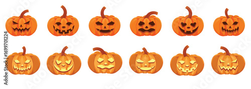 Halloween pumpkin set vector illustration