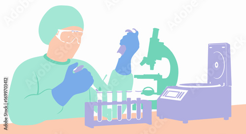 Scientist conducting an experiment in a modern laboratory setting.
