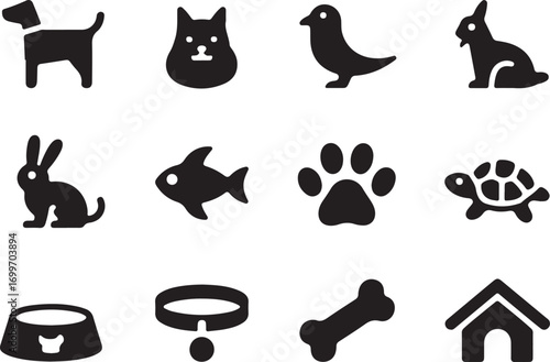 Modern pet icons for animal care, veterinary, and pet shop design