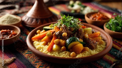 Traditional Moroccan Couscous with Lamb and Vegetables