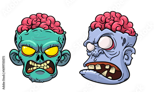 Funny Zombie Cartoon Illustration Halloween Undead Character Art