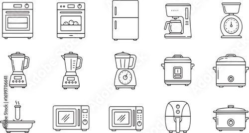 set of household appliances icons