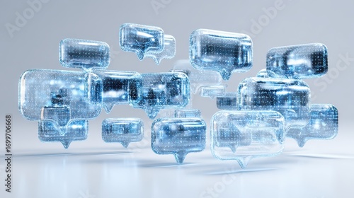 Floating digital speech bubble group