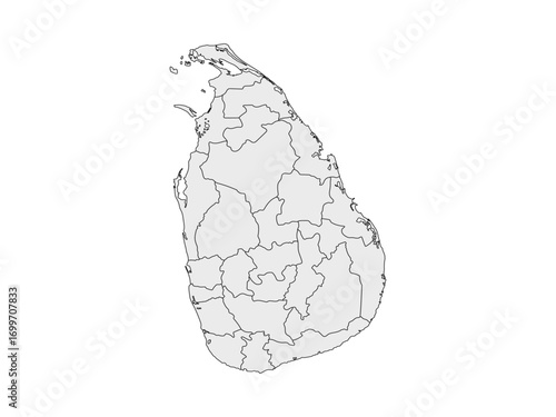 Sri Lanka Map Administrative Divisions  Detailed Outline Vector Graphic
