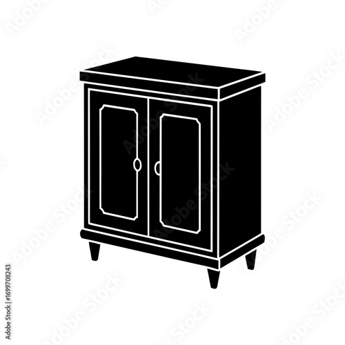 Cabinet with doors closed on transparent background silhouette