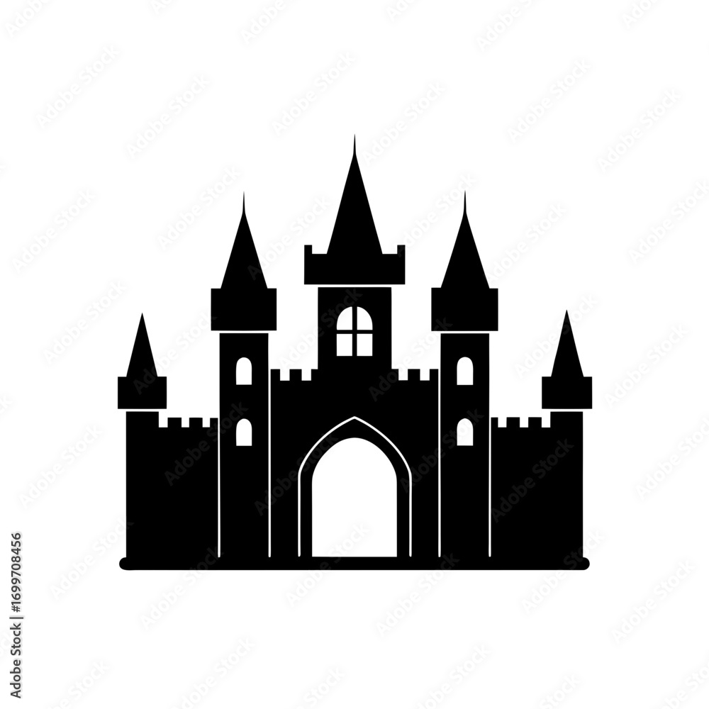 Obraz premium Silhouette of a castle on transparent background