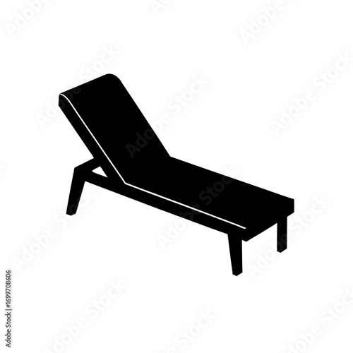 Black lounge chair image on transparent background silhouette