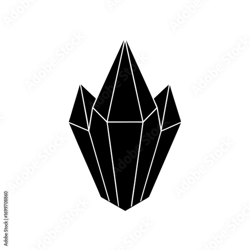 Three dark crystal peaks on transparent background silhouette