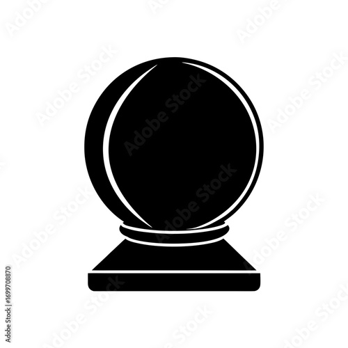 A black crystal ball icon on transparent background silhouette