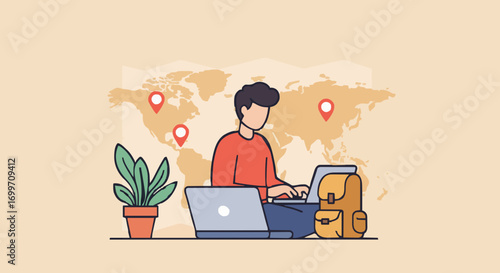 Vector illustration digital nomad