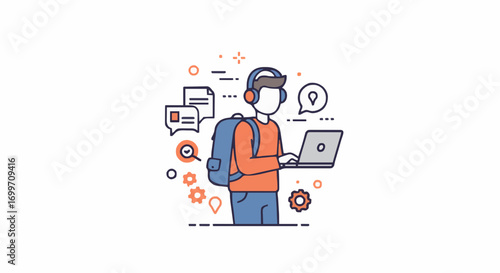 Vector illustration digital nomad