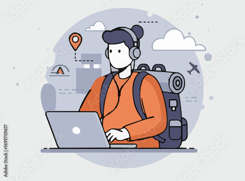 Vector illustration digital nomad