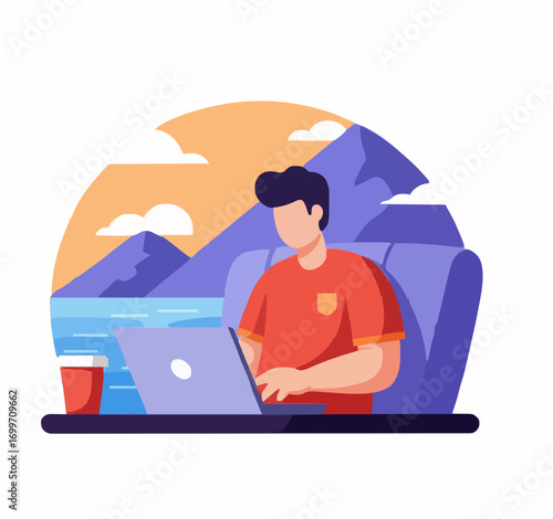 Vector illustration digital nomad