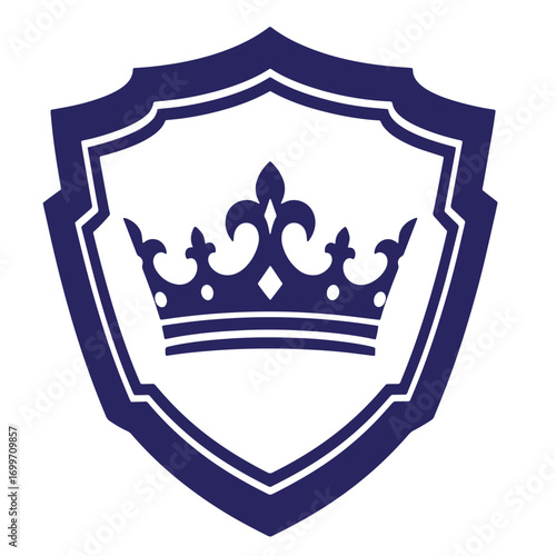 Elegant royal crown within a shield silhouette design for logos and branding elements