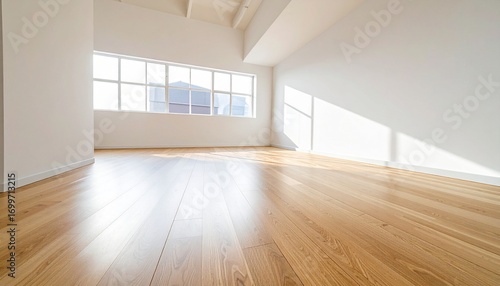 Wallpaper Mural Bright Empty Room with Sunlight and Wooden Floor Torontodigital.ca
