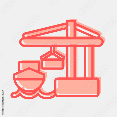 Icon sea port. Export import elements. Icon in two tone style.