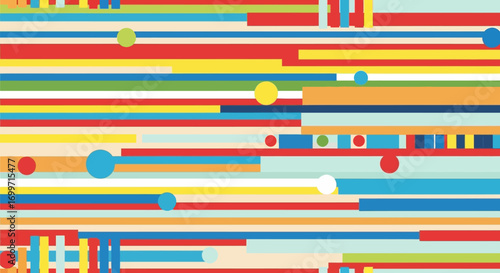 Abstract Vector Pattern of Colorful Horizontal Stripes and Circles Modern Design