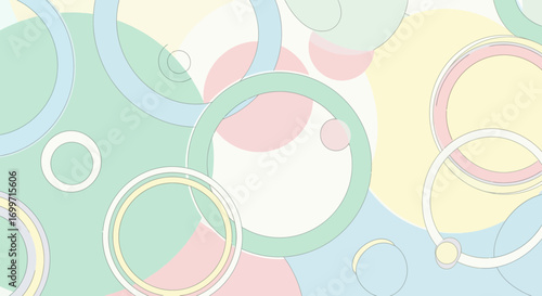 Abstract Circular Vector Background with Pastel Color Geometric Shapes Modern Design