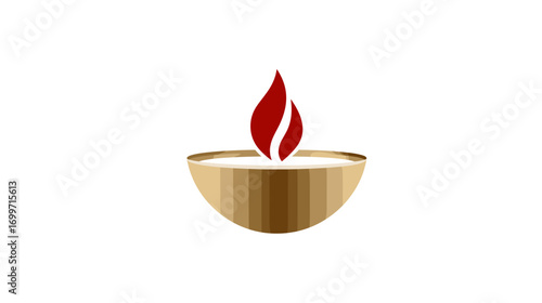 Candle flame in golden bowl symbolizing light and hope  